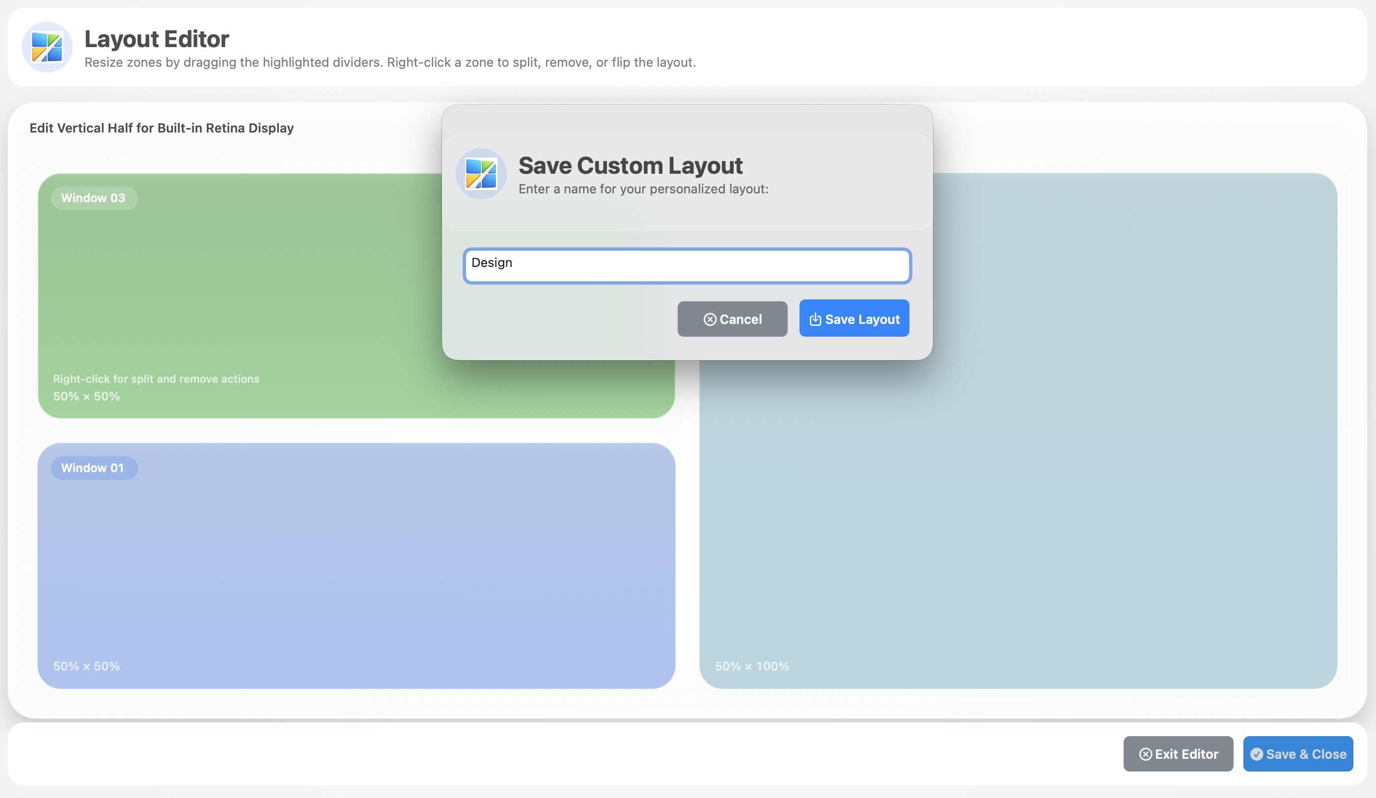 Save a personalized SnapGrid layout